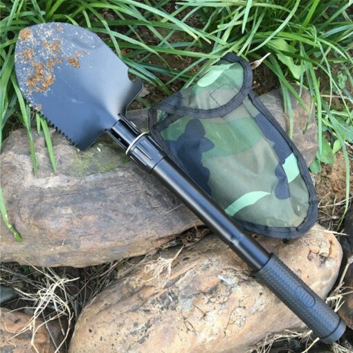 Buy Outdoor Shovel Camping Shovel Four-in-One Multifunctional Self-Defense Fishing Folding Square Pick Hoe Spade Garden Hand Tools online shopping cheap