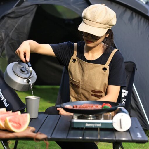 Buy Outdoor Waterproof Breathable Camping Apron Cotton Canvas Apron Thickened Camping Picnic Apron Picnic Work Clothes online shopping cheap