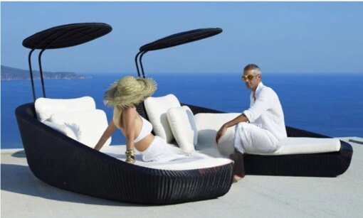 Buy Outdoor bed balcony courtyard waterproof beach sofa bed lunch break chair online shopping cheap