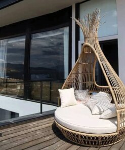 Outdoor imitation rattan bed villa, outdoor sofa engineering pool hotel combination
