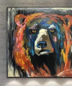 Buy Oversize Abstract Colorful Bear Painting On Canvas Animal Modern Wall Art Home Wall Decor | BEAR PORTRAIT online shopping cheap