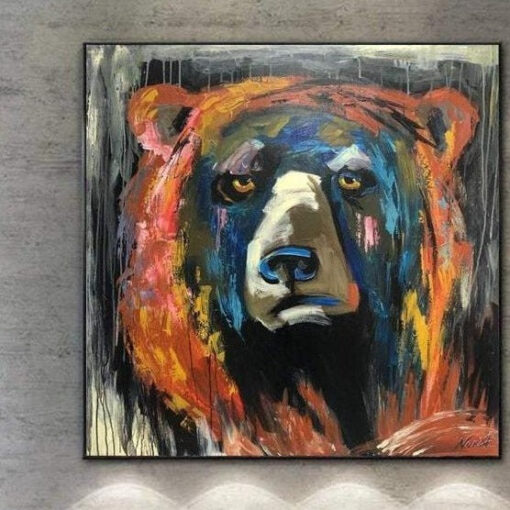 Buy Oversize Abstract Colorful Bear Painting On Canvas Animal Modern Wall Art Home Wall Decor | BEAR PORTRAIT online shopping cheap