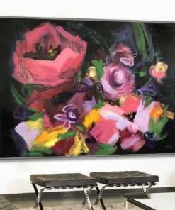 Oversize Acrylic Abstract Flower Paintings On Canvas Modern Wall Art | BOUQUET FROM THE PAST