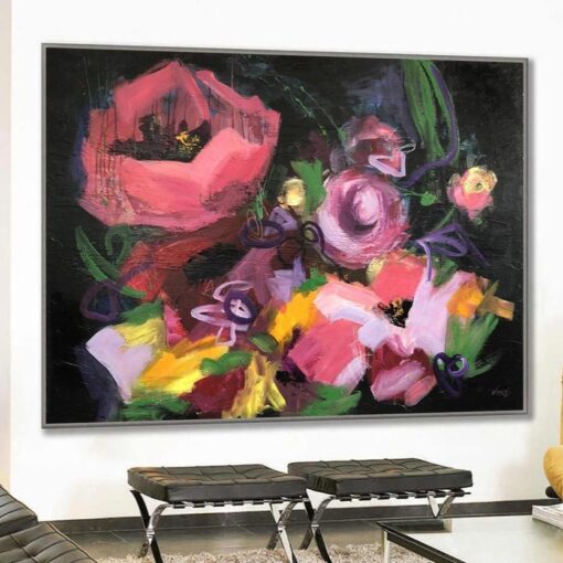 Buy Oversize Acrylic Abstract Flower Paintings On Canvas Modern Wall Art | BOUQUET FROM THE PAST online shopping cheap