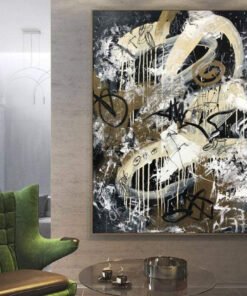 Buy Oversize Beige Abstract Paintings On Canvas Black Wall Art Original Fine Art | THESE ARE THE SIGNS online shopping cheap
