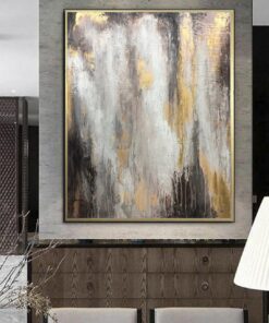 Buy Oversize Oil Painting Gray Wall Art Gold Leaf Painting Unique Wall Art Abstract Painting | GOLDEN GLITTER online shopping cheap