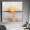 Buy Oversized Abstract Ocean Oil Paintings On Canvas Sunset Wall Art Contemporary Wall Decor | BEIGE SUNSET online shopping cheap