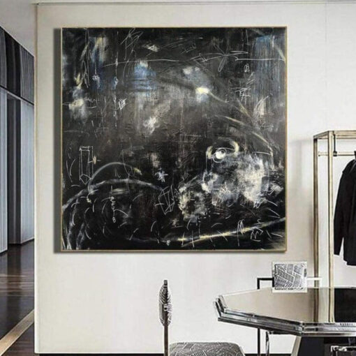 Buy Oversized Black Abstract Painting On Canvas Oil Acrylic Artwork Modern Wall Decor | FOLLOW THE WHITE RABBIT online shopping cheap