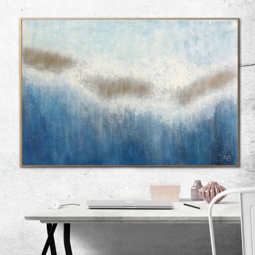 Buy Oversized Blue Artwork White Abstract Painting On Canvas Abstract Art Painting Living Room Wall Decor Modern Large Original Art Abstract | THICK HAZE online shopping cheap