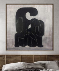 Oversized Creative Black And White Painting Modern Abstract Human Artwork Contemporary Wall Art | LOVE FOREVER