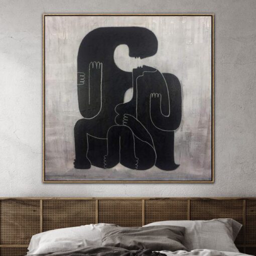 Buy Oversized Creative Black And White Painting Modern Abstract Human Artwork Contemporary Wall Art | LOVE FOREVER online shopping cheap