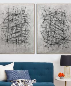 Oversized Painting Black And White Canvas Art Modern Painting Large Artwork 2 Piece | SCOPE OF ROTATION