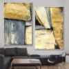 Oversized Set Of 2 Paintings Unique Abstract Gold Leaf Artwork Modern | OPEN HEIGHTS