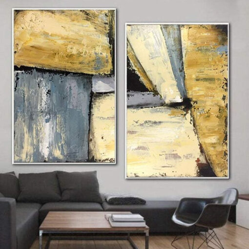 Buy Oversized Set Of 2 Paintings Unique Abstract Gold Leaf Artwork Modern | OPEN HEIGHTS online shopping cheap