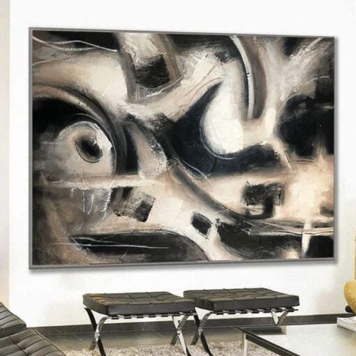 Buy Oversized Wall Art Black and White Art Paintings on Canvas Minimalist Abstract Decor Art Gray Tones Artwork | PROJECTED online shopping cheap