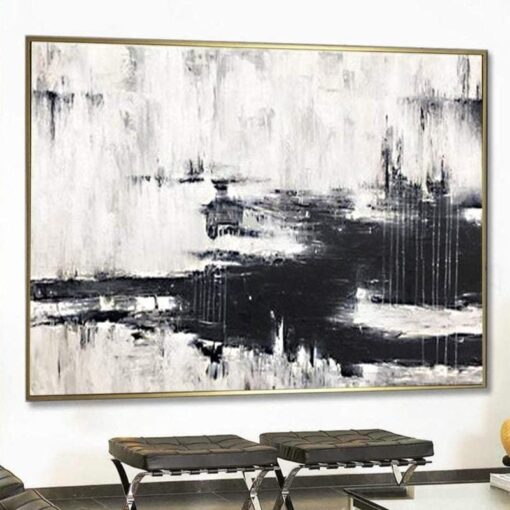 Buy Oversized Wall Art Canvas Black And White Painting Contemporary Art Painting | WINTER NIGHT online shopping cheap