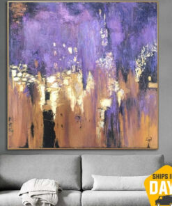 Painting On Canvas Abstract City Colorful Twilight Abstract Night Artwork Modern Indie Room Decor Oil Painting Wall Art | CITY TWILIGHT 31.5"x31.5"