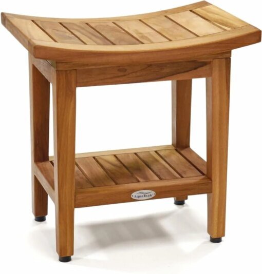 Buy Patented 18" Maluku Teak Shower Bench with Shelf. Naturally Water Resistant & Durable