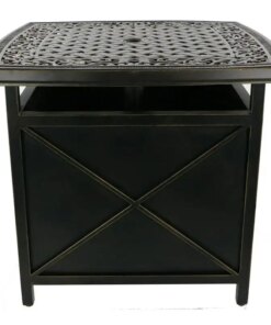 Patio Cast- Side Table and Umbrella Stand with , Rust-Resistant Aluminum Frame, TRADUMBTBL