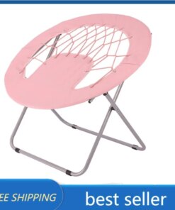 Pink 32” Metal Construction Portable Teen Folding Chair Bungee Chair