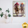 Buy Polo Female Players Fine Unique Pop Art Painting Polo Art Original Horse Polo Oil Painting On Canvas | JOCKEYS 35.8"x24" online shopping cheap