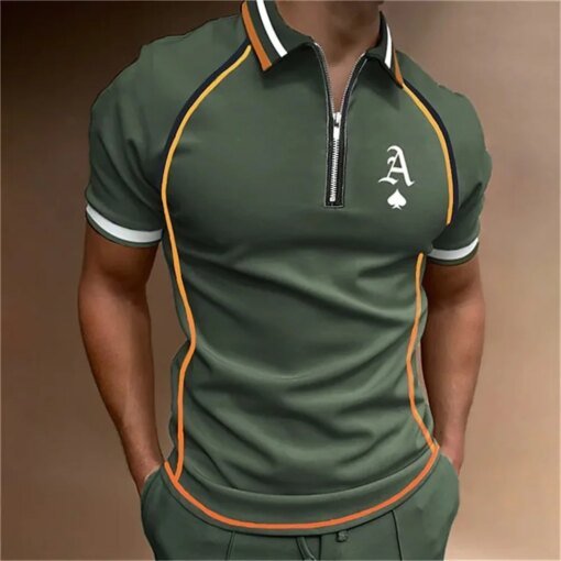 Buy Polo Shirt for Men Summer Short Sleeve Tops Striped Golf Lapel Man Clothes High Quality Social Shirts 3D Print Casual Streetwear online shopping cheap
