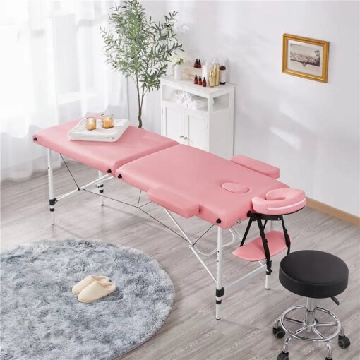 Buy Portable 84-inch Adjustable Folding Massage Bed Salon Tattoo Bed Pink online shopping cheap