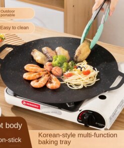 Portable Outdoor Camping Grill Plate Korean Barbecue Plate Barbecue Meat Pot Barbecue Plate Medical Stone Frying Plate