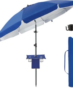 Portable Sun Shade Umbrella,7FT Sun Umbrella Beach, UPF 50+ PU Coating Beach Umbrella with Carry Bag