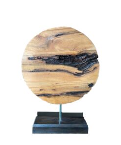 Products Wood Circle with Stand Figurine Wood Art Wood Abstract Decoration Desktop Table Ornament original wood sculpture Modern Abstract Wood Art | JUPITER