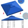 Buy Replacement top cover for 10'X10' gazebo canopy patio pavilion sunshade plyester Double tier-Blue online shopping cheap