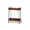 Buy Reynard Modern and Industrial Walnut Brown Finished Wood and Black Metal 2-Tier Wine Cart