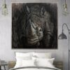 Buy Rhinoceros Painting On Canvas Abstract Animal Wall Art Rhino Textured Art Monochrome Artwork Realistic Wild Animal Wall Art Oil Painting | RHINO online shopping cheap