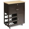 Buy Rolling Kitchen Island Serving Cart Storage Cabinet with Wine Rack online shopping cheap