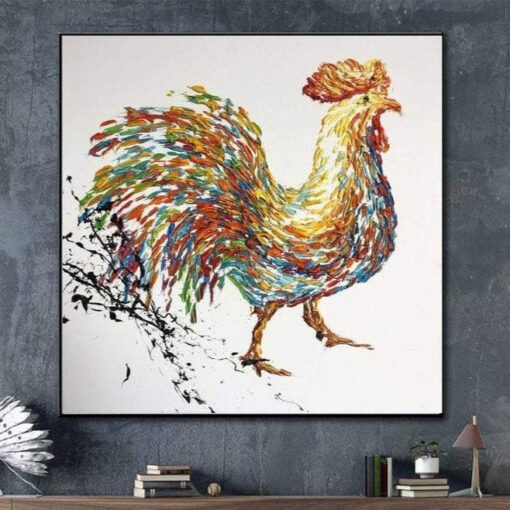 Buy Rooster Painting Colorful Wall Art Oil Painting On Canvas Living Room Art | ROOSTER online shopping cheap