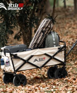 Rubber Wide Wheel Camper High Load-bearing Outdoor Folding Camping Trolley Portable Shopping Cart
