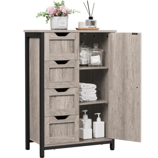 Buy SMILE MART 32.5" Height Wooden Bathroom Floor Cabinet Storage Organizer with 4 Drawers