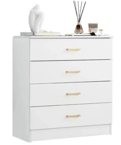 SUGIFT 4 Drawer Wood Dressers Modern Storage Chest-White