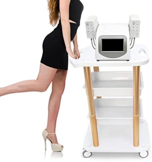 Buy Salon Furniture Trolley Spa Styling Pedestal Rolling Cart 4 Shelf Abs Aluminum Elitzia ETTRO5 online shopping cheap