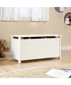 Sauder Beginnings Hinged Safety Top Wooden Toy Chest/Bench, Soft White Finish