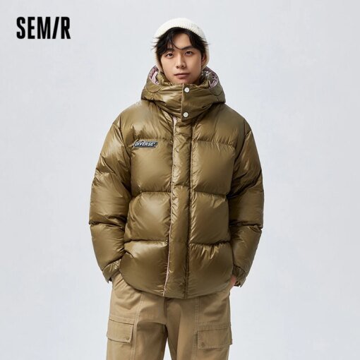 Buy Semir Down Jacket Men Winter Oversize Fashionable Casual Thick Hooded Glossy Coat online shopping cheap