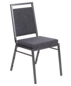 Series Square Back Stacking Banquet Chair in Dark Gray Fabric with Silvervein Frame，23.25 x 17.00 x 36.50 Inches