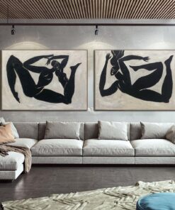 Set Of 2 Paintings Greek Runners Art Figurative Oil Painting Black and White Painting on Canvas Modern Fine Art Original Wall Art | OLYMPIC RUNNERS