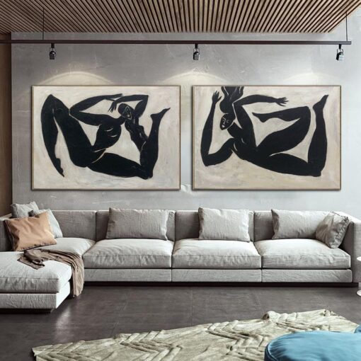 Buy Set Of 2 Paintings Greek Runners Art Figurative Oil Painting Black and White Painting on Canvas Modern Fine Art Original Wall Art | OLYMPIC RUNNERS online shopping cheap