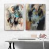 Buy Set of 2 Paintings Abstract Colorful Painting Canvas Diptych Wall Art Neutral Artworks Pastel Colors on Canvas Modern Wall Art | DAY VS NIGHT online shopping cheap