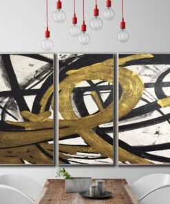 Set of Oversized Paintings Canvas Abstract Black And White Wall Art | LOOP OF INFINITY