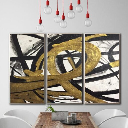 Buy Set of Oversized Paintings Canvas Abstract Black And White Wall Art | LOOP OF INFINITY online shopping cheap