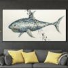 Buy Shark Large Abstract Painting Shark Painting Modern Abstract Canvas Painting | UNDERWATER HUNTER online shopping cheap
