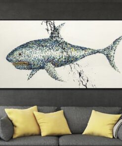 Shark Large Abstract Painting Shark Painting Modern Abstract Canvas Painting | UNDERWATER HUNTER
