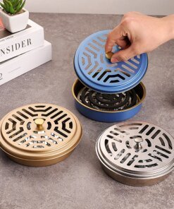 Simple Mosquito Coil Holder With Lid Living Room Bedroom Anti-fire Incense Burner Sandalwood Box Ash Tray Mosquito Coil Tray